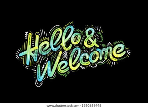 Lettering Hello Welcome Wrote By Brush Stock Vector Royalty Free