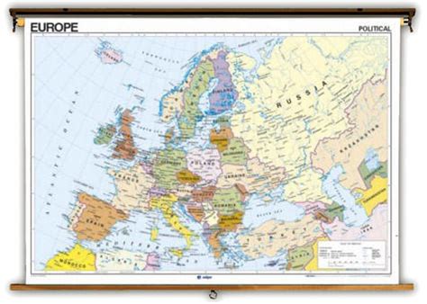 French Language Europe Political And Physical Maps On Spring Roller From