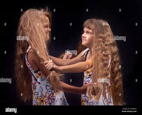 Girl Grabbed Another Girl By The Hair Stock Photo Alamy