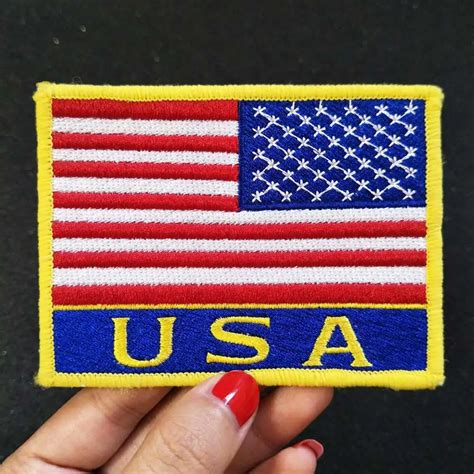 Usa Flag Iron On Patch Embroidered Applique Sewing Label Biker Patches