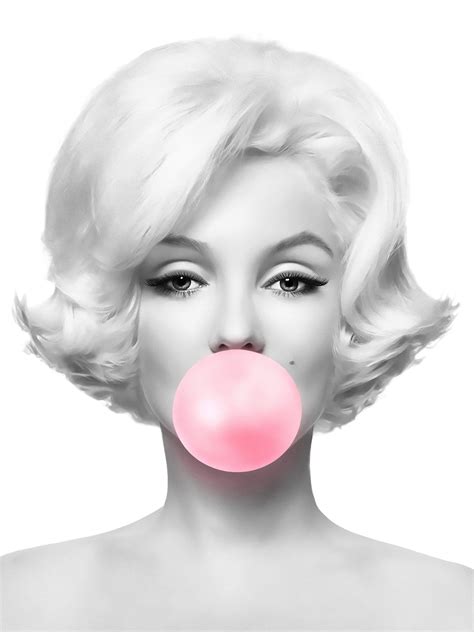 Marilyn Monroe Pink Bubble Gum Print Bubblegum Poster Black And White