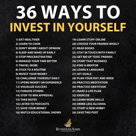 36 ways to invest in yourself self improvement tips investing self improvement