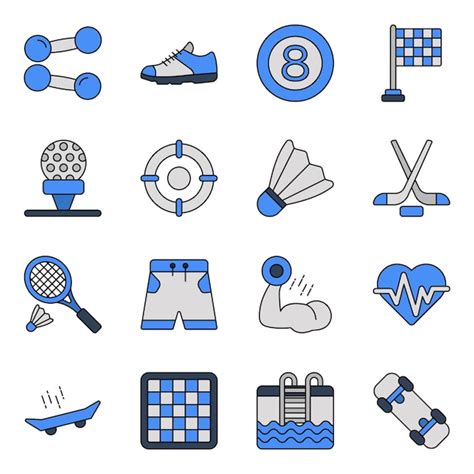 Premium Vector Pack Of Sports Equipment Flat Icons