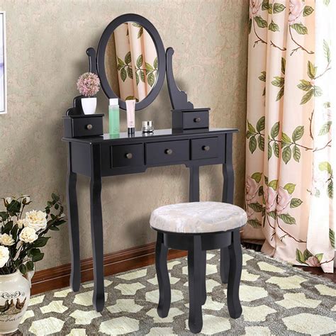 Topcobe Makeup Vanity Set With Drawers Vanity Table With Stool Makeup