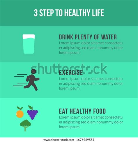 3 Step Healthy Life Infographic Template Stock Vector Royalty Free