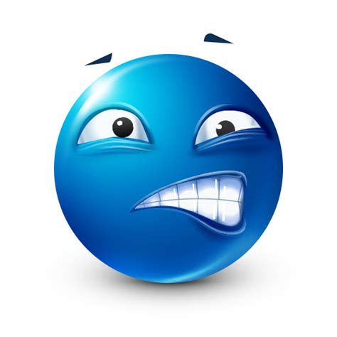 Bluemoji Clenched Teeth Smiley Blue Emoji Know Your Meme