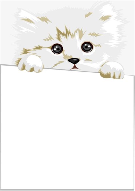 Vector Pet Cat Holding Cardboard Text Border Pet Cat Cardboard Text