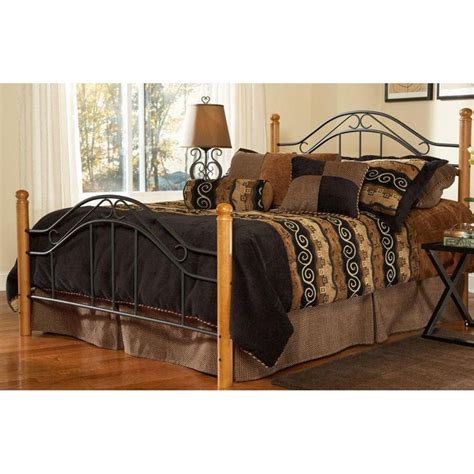 Casual Rustic Metal And Oak Queen Bed Winsloh Rc Willey Furniture