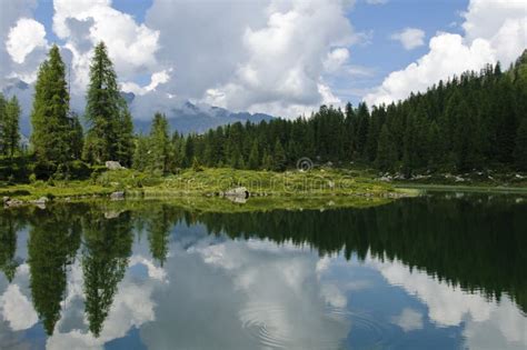 Lake Scenery In The Italian Alps Stock Image Image Of Pines Rock