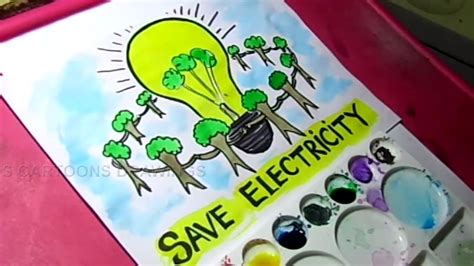 How To Draw Save Electricity Save Energy Poster Drawing For Kids
