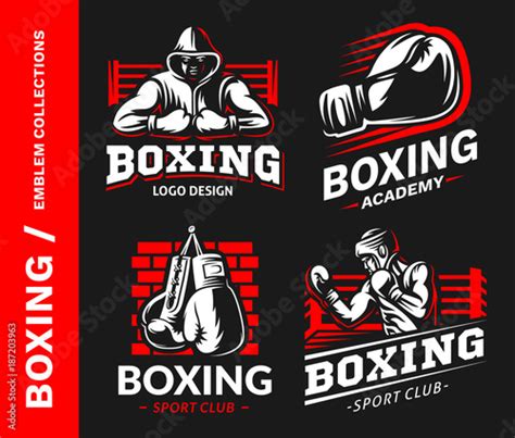Boxing Logo Emblem Collections Designs Templates On A Black