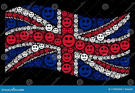 Waving Uk Flag Pattern Of Smile Icons Stock Vector Illustration Of