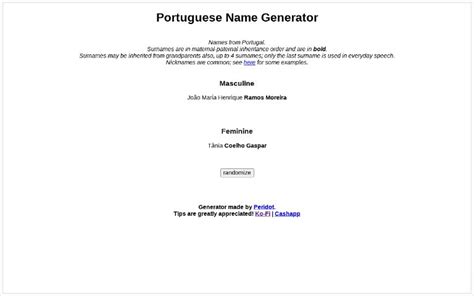 Portuguese Name Generator