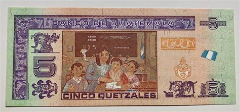 Billete Guatemala 5 Quetzales 2014 Sc Numisfera