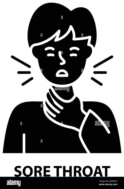 Sore Throat Icon Black Vector Sign With Editable Strokes Concept
