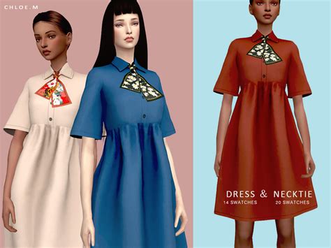 The Sims Resource Chloem Dress And Necktie