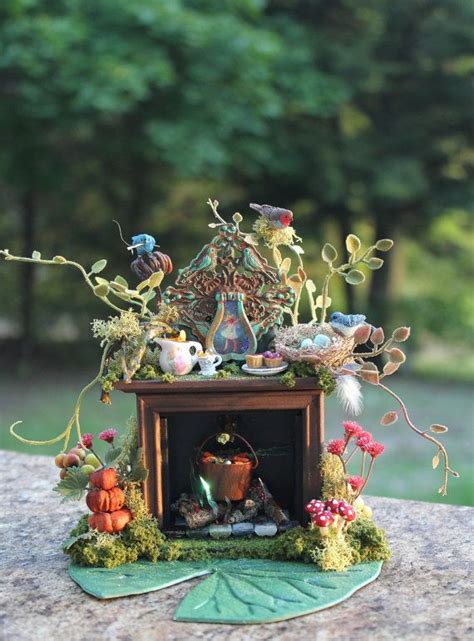 Dollhouse Miniature Fairy Garden Autumn Fall Fireplace 1 12 Etsy Fairy Garden Miniature