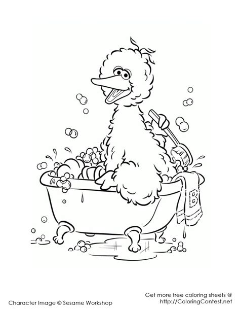 Abby cadabby and big bird. Big Bird Bubble Bath | Bird coloring pages, Sesame street ...