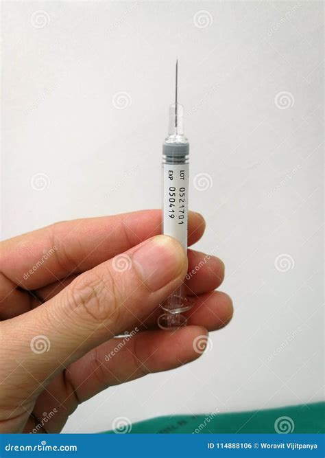 Injection Needle In Hand Stock Photo Image Of Antibiotic 114888106