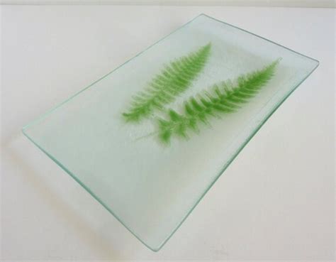 Fossil Vitra Fused Glass Fern Platter