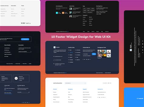 10 Footer Widget Design For Web Ui Kit Uplabs