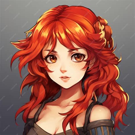 Premium Ai Image An Anime Girl With Red Hair And Brown Eyes