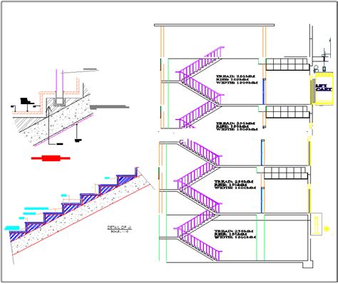 Staircase Section Plan Detail View Dwg File Cadbull