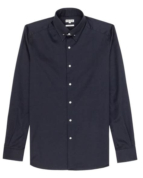 Reiss Belfort Collar Pin Shirt In Blue For Men Navy Lyst