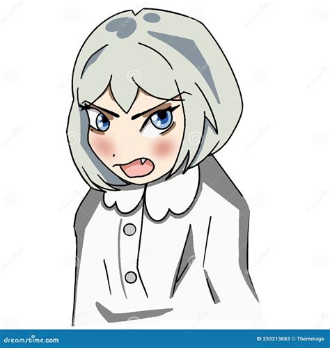 Cute Beautiful Anime Girl Angry Anime Illustration Stock Vector