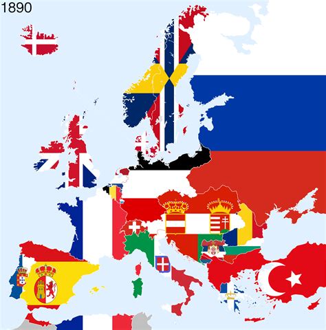 Flag Map Of Europe 1890 Vexillology