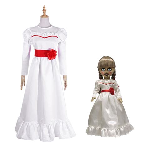 Halloween Ghost Doll Annabelle Cosplay Costume Kids Women