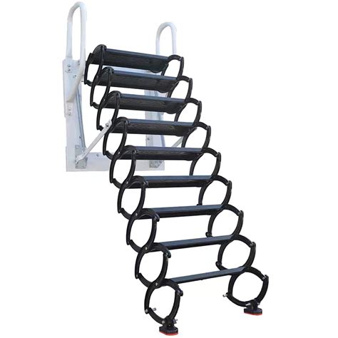 Intbuying Wall Mounted Attic Folding Ladder Stairs 14steps Al Mg Alloy