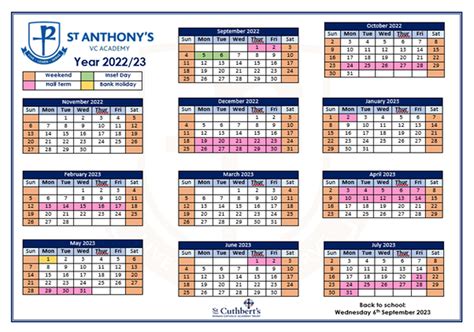 St Anthonys Academy Calendar