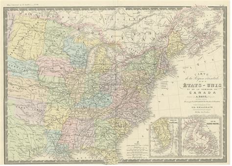 Antique Map Of The Eastern United States By Levasseur 1875 For Sale