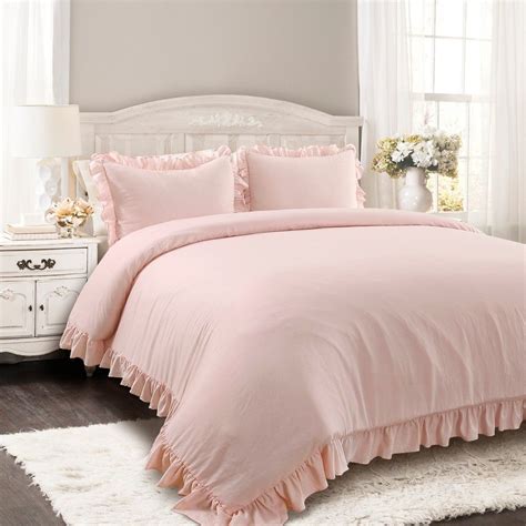 3pc King Reyna Comforter Set Blush Lush Décor Shabby Chic Comforter Cute Bedding Ruffle