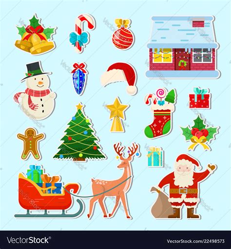 Set Of Christmas Stickers Royalty Free Vector Image