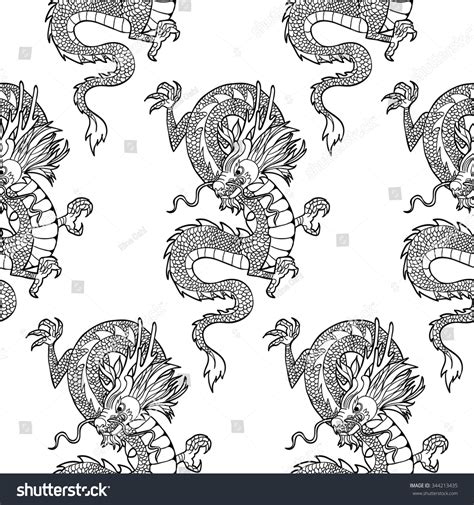 Chinese Dragon Vector Seamless Pattern Stock Vector 344213435