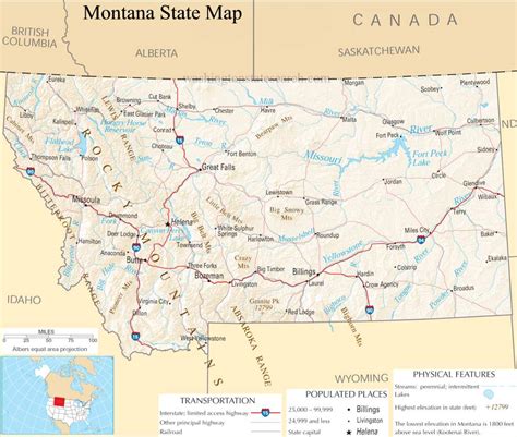 ♥ Montana State Map A Large Detailed Map Of Montana State Usa
