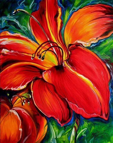 Beloved Red Lily Flower Art Painting Flower Painting