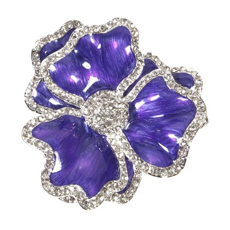 There they have a quite. Dark Purple Flower Napkin Ring with Crystal Border