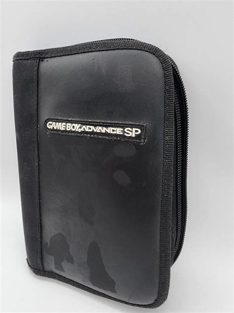 Nintendo Gameboy Advance Sp Carrying Case Black Faux Leather Travel Zip
