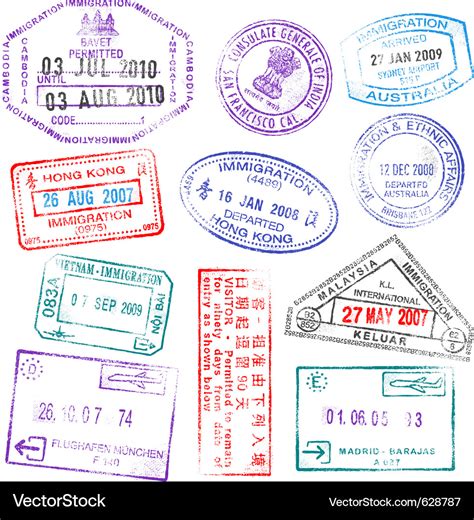 Highly Detailed Passport Stamps Royalty Free Vector Image