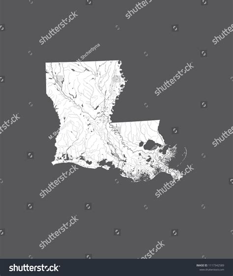 Us States Map Louisiana Rivers Lakes Stock Vector Royalty Free 1117342589