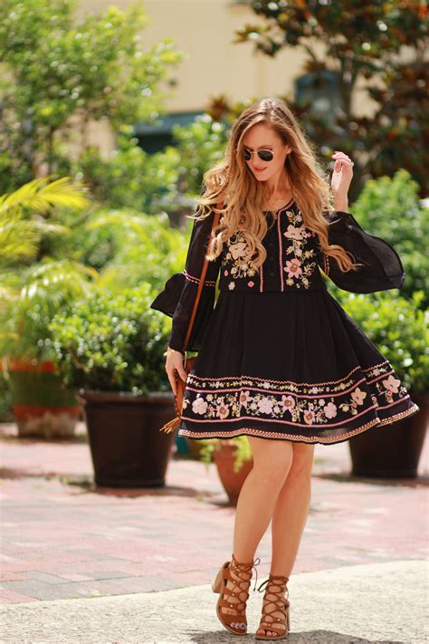French Connection Embroidered Dress Upbeat Soles Florida Fashion Blog