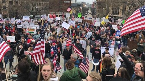 large crowds protest wisconsin s safer at home order outside madison capitol