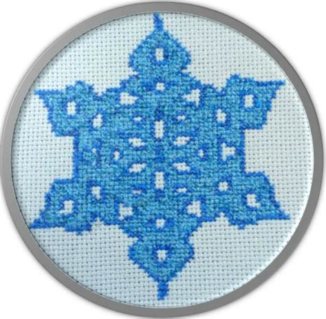 Electric Blue Snowflake Counted Cross Stitch Pattern Acneedlework