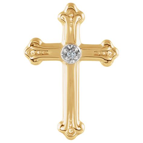 14k Yellow Gold Diamond Budded Cross Lapel Pin Jjr16742 Joy Jewelers