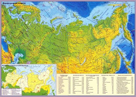 Large Detailed Physical Map Of Russia With Cities In Russian Russia