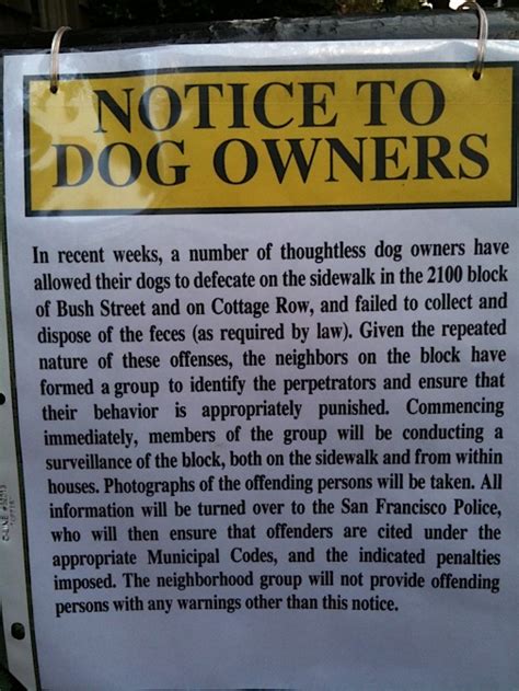 Notice To Dog Owners The Front Steps San Francisco And Marin County