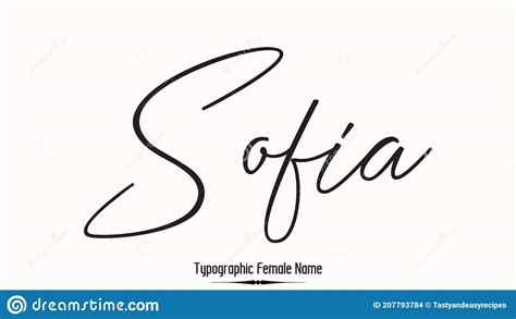 Sofia Female Name In Stylish Lettering Cursive Typography Text Stock